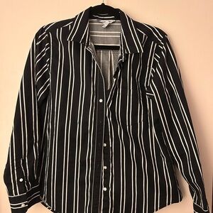 Old Navy Black and White Striped Casual Shirt